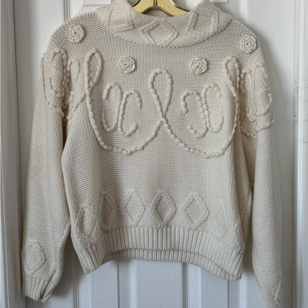 Cream Textured Knit Sweater – Cozy Chunky Knit